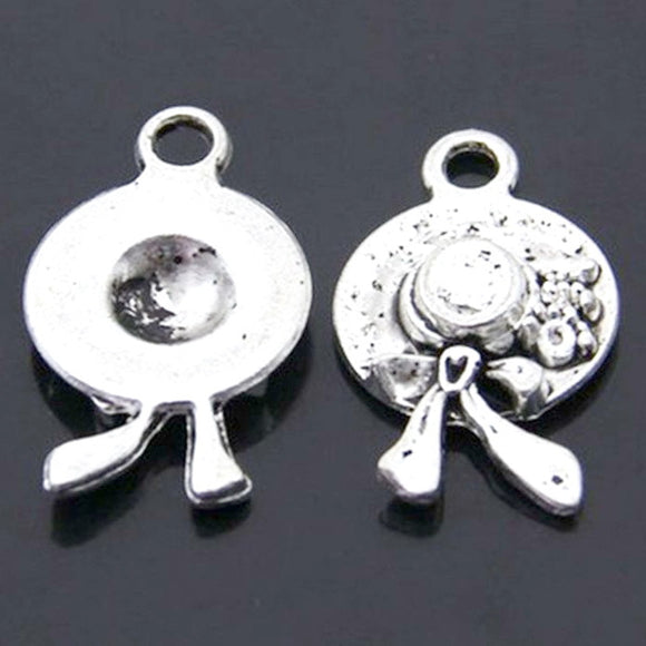 8Pcs 25*15mm Antique Silver Plated Alloy Elegant Lady Hat Charms Pretty Necklace Bracelet Charms For DIY Jewelry Making Findings