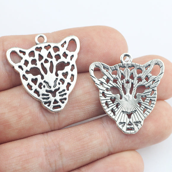 8Pcs 26*28mm Antique Silver Color Leopard Charms Hollow Animal Necklace Handcraft Pendant Accessory Charms For Jewelry Making EF3714