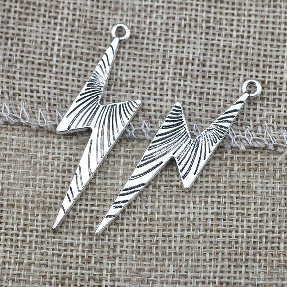 8Pieces/lot  14x50mm Antique Silver Color Ligntning Pendant Stripe Charms DIY Handcraft Jewelry