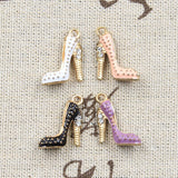 8pcs Charms 2 Sided High Heels Shoes 14x16mmAntique Silver Color Pendants DIY Crafts Making Findings Handmade Tibetan Jewelry