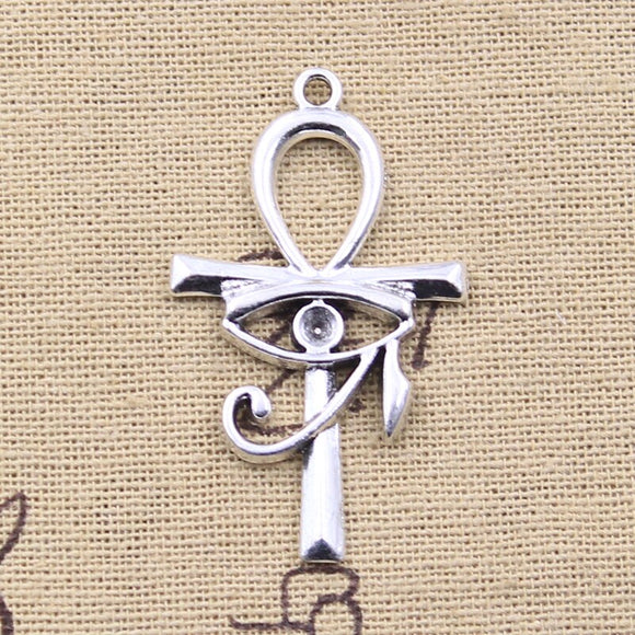 8pcs Charms Anka Cross Egyptian Ankh Eye Of Horus 44x26mm Antique Silver Color Pendants DIY Making Findings Tibetan Jewelry ef3603