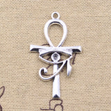 8pcs Charms Anka Cross Egyptian Ankh Eye Of Horus 44x26mm Antique Silver Color Pendants DIY Making Findings Tibetan Jewelry ef3603