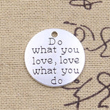 8pcs Charms Do What You Love Love What You Do 24x24mm Antique Silver Color Pendants DIY Making Findings Handmade Tibetan Jewelry