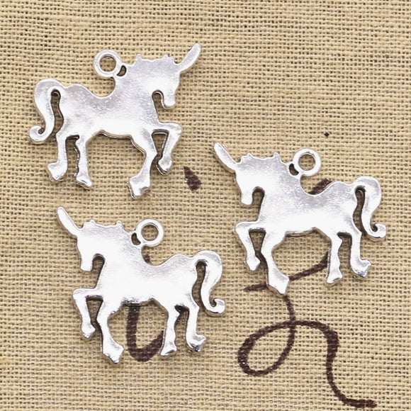 8pcs Charms Horse Unicorn 30x26mm Antique Silver Color Pendants DIY Crafts Making Findings Handmade Tibetan Jewelry