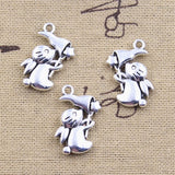 8pcs Charms Rabbit Catch Star 24x15mm Antique Silver Color Pendants DIY Crafts Making Findings Handmade Tibetan Jewelry