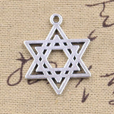 8pcs Charms Star Of David Shield Hexagram 33x26mm Antique Silver Color Pendants DIY Making Findings Handmade Tibetan Jewelry