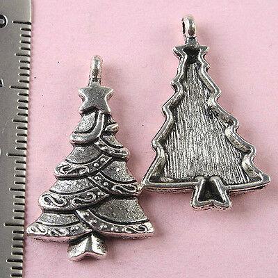 8pcs tibetan silver chrismas tree charm findings h1508