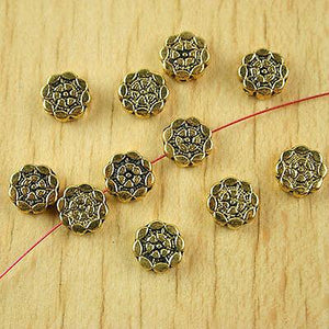 40pcs dark gold-tone flower spacer beads h1873