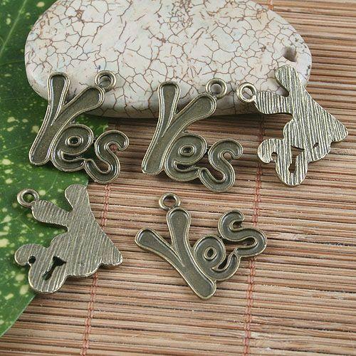 14pcs antiqued bronze Yes design pendant charm G1052