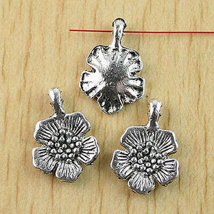 16pcs Tibetan silver beautiful flower drops charms h0882