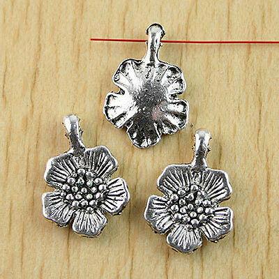 16pcs Tibetan silver beautiful flower drops charms h0882