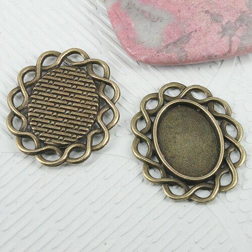 6pcs tibetan silver color oval shaped rim cabochon settings EF0680