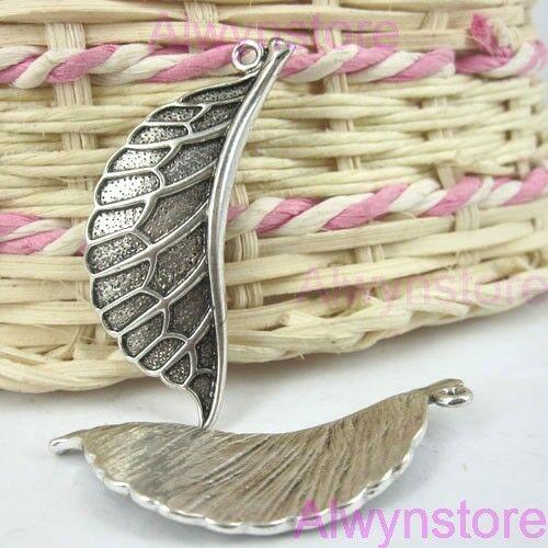 5pcs antiqued silver leaf drop charms pendants G121