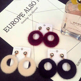 Fashion Jewelry Stud Earring Soft fuzzy Round Earring Lovely Fur Earring