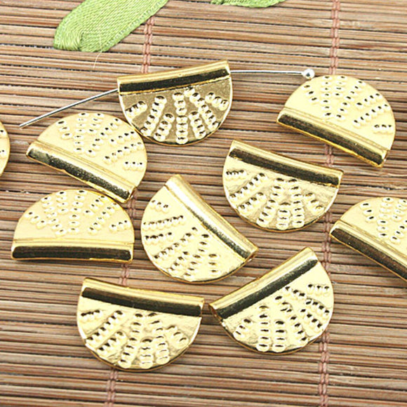 15pcs gold tone semi-circle spacer beads H0382