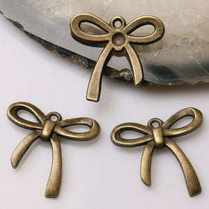 10pcs antiqued bronze color ribbon knot design charms  EF3506