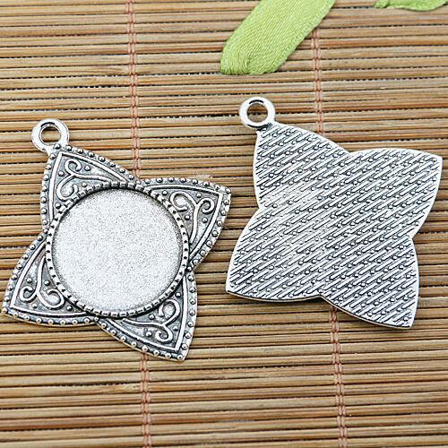 5pcs tibetan silver color round shaped 20mm cabochon settings EF2497