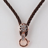 Brown Color Necklace Cord Flower Rhinestones Bail Link Clasp Rosegold  1pc CL22