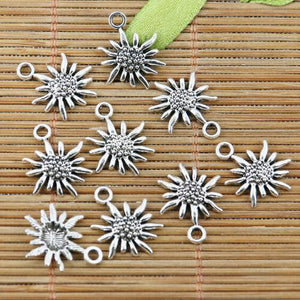 34PCS tibetan silver color flower design charms EF2353
