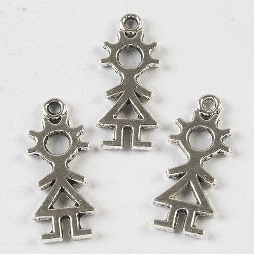 25pcs dark silver tone girl charms h3937