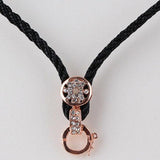 Black Color Necklace Cord Flower Rhinestones Bail Link Clasp   1pc CL19