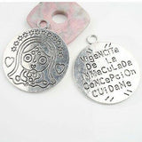 Tibetan Silver round girl pattern charms 2pcs EF0079