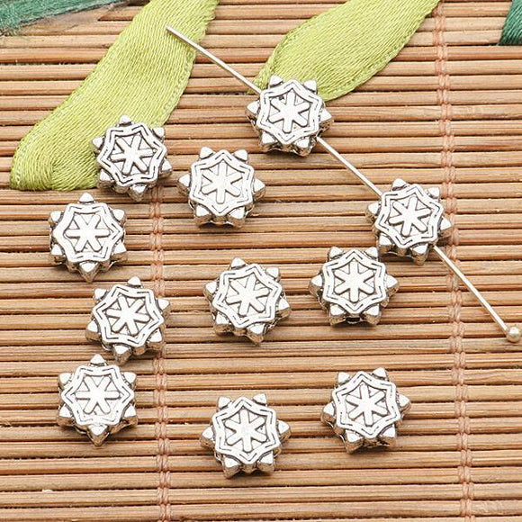 90pcs tibetan silver color 2sided snowflake pattern spacer bead  EF2590