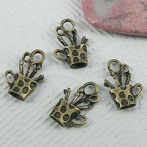 16pcs antiqued bronze color pen pot design charms EF0650