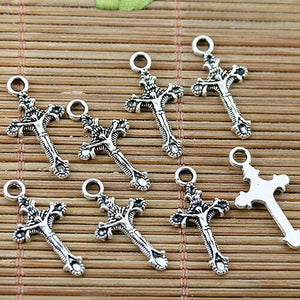 30pcs Tibetan silver little crucifix charms EF1877