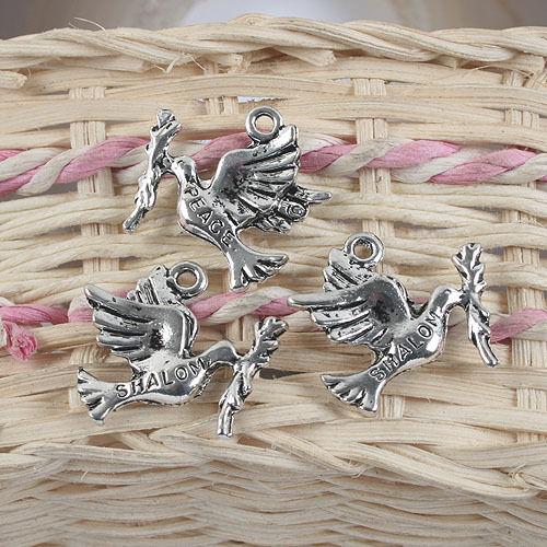 8pcs antiqued silver peace dove pendant charm G868