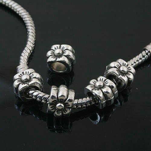 6pcs Tibetan Silver flower spacer Beads Fit European Bracelet L0122