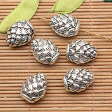 10 cuentas espaciadoras de flor de loto de dos caras en tono plateado tibetano h0713
