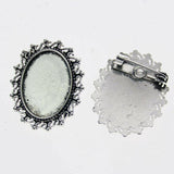 Lote de 2 cabujón ovalado de color plata tibetana de 25 x 35/25 x 18 mm, 30 x 40 mm y 13 x 18 mm, con diseño de broche.