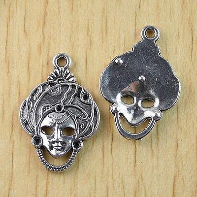 8pcs Tibetan silver color alloy metal Mask design charms h1074