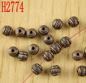 72pcs antiqued copper-tone drum spacer beads h2774