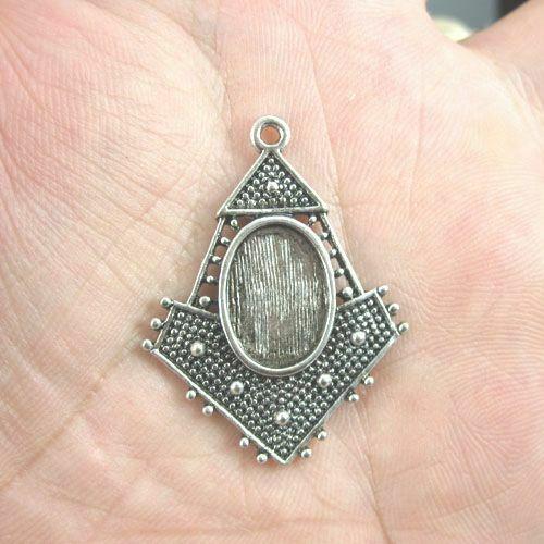 6pcs 35x27mm antiqued silver cameo cab setting G386