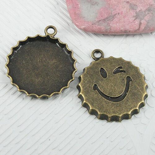 6pcs antiqued bronze cute-smiled bottle cap design charms EF0677