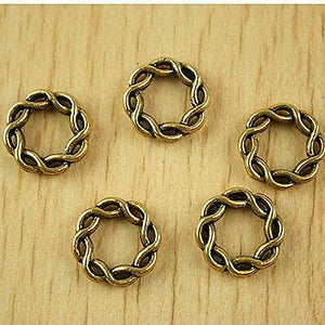 16pcs dark gold-tone spiral ring charms h2334