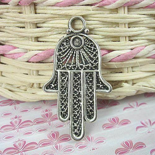 6pcs 40x22mm antiqued silver palm charms pendants G379