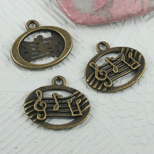 16pcs antiqued bronze color oval musical staff design charms EF0664