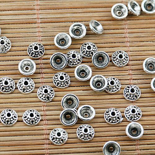 200pcs tibetan silver tone 6mm bead cap EF1704