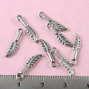 100pcs tibetan silver 2sided mini feather charms H1226