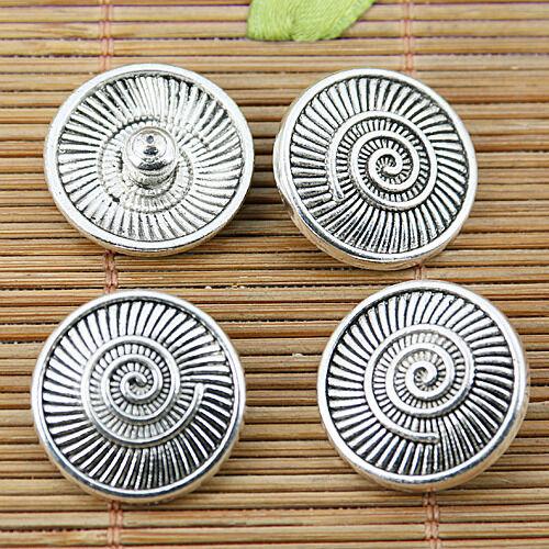 10pcs Tibetan silver swirl round snap button findings EF1668