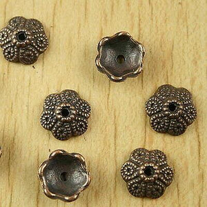 40pcs dark copper-tone flower spacer bead caps h2179