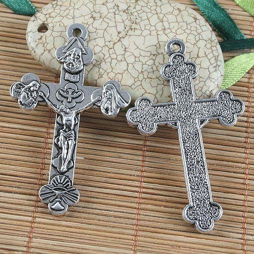 2pcs antiqued silver crucifix design pendant G1201