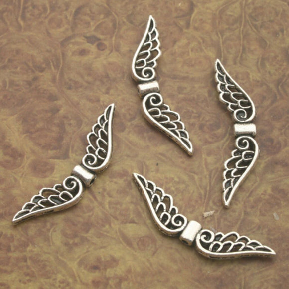 50pcs Tibetan Silver angel wing Charm pendants X0190