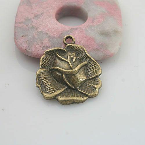 5pcs antiqued bronze color flower design pendant charm G1776