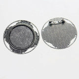2pcs/lot Tibetan silver color ROUND shaped 30mm cabochon settings brooch design