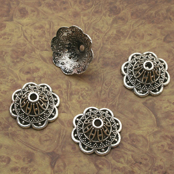 16pcs Tibetan silver flower bead cap findings X0146