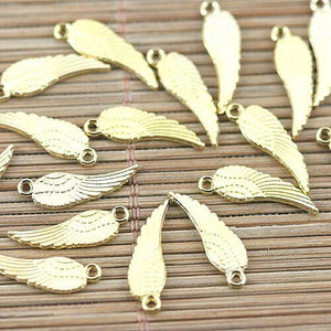 50pcs gold tone 17x5mm 2sided wing design charms  H1653